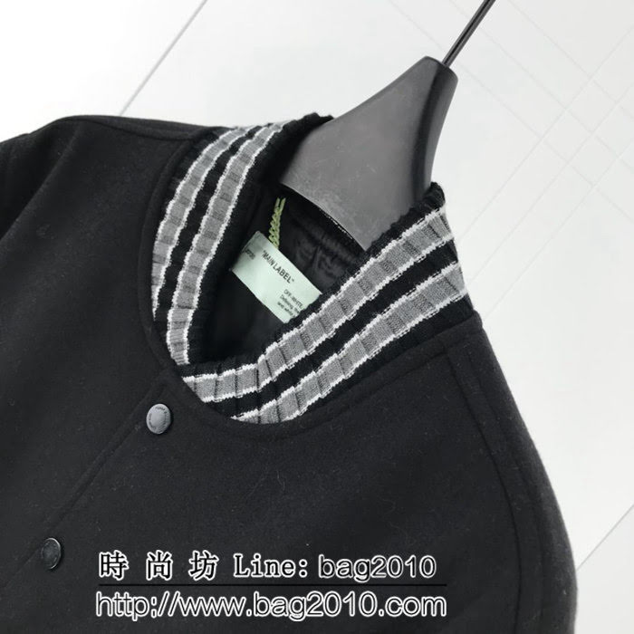 OW18FW 素描箭頭毛呢 羊毛呢面料 超級厚實 保暖夾克棒球服 開模訂制原版四合扣 修身版型 情侶款 ydi2583